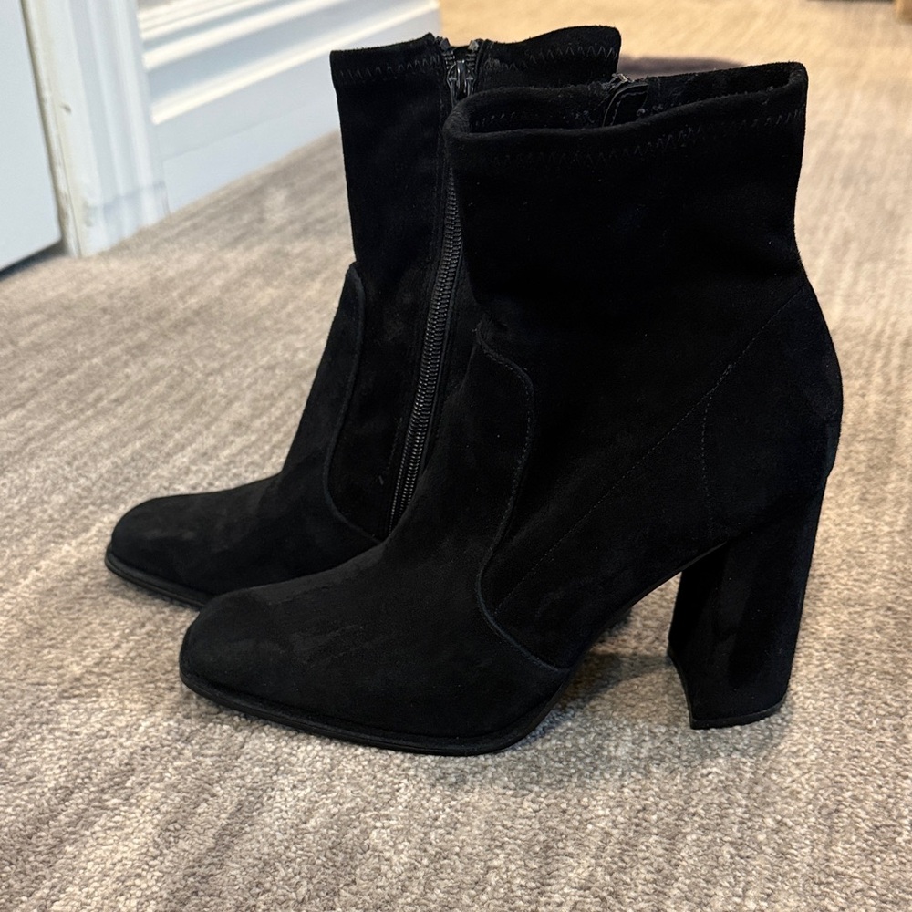 Aqua Black Heeled Suede Boots